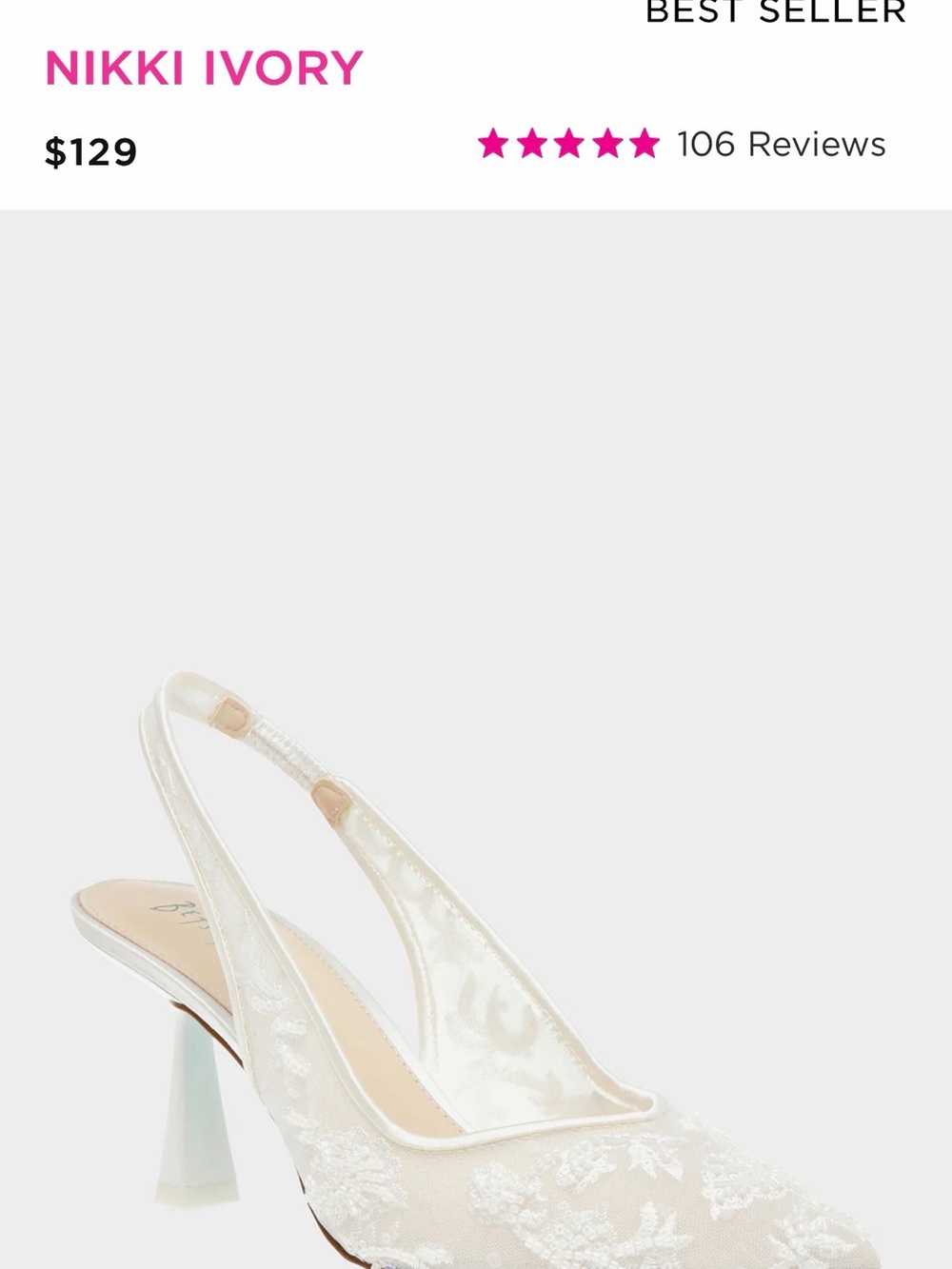 Betsey Johnson Ivory Embellished Pointed-Toe Slingback Heels - Picture 7 of 8